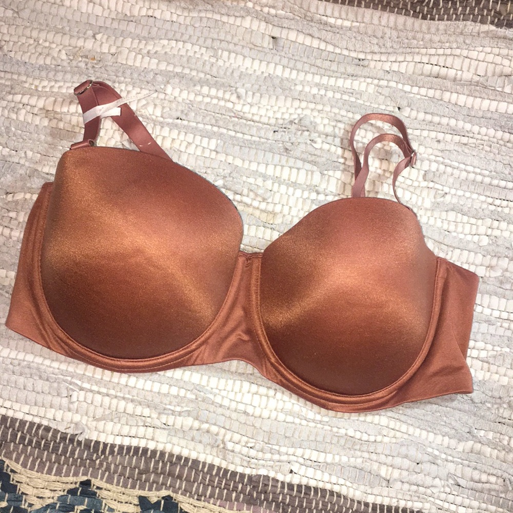 🆕🥂AERIE Real Sunnie Strapless Lightly Lined Convertible Bra 38 D Tan Caramel